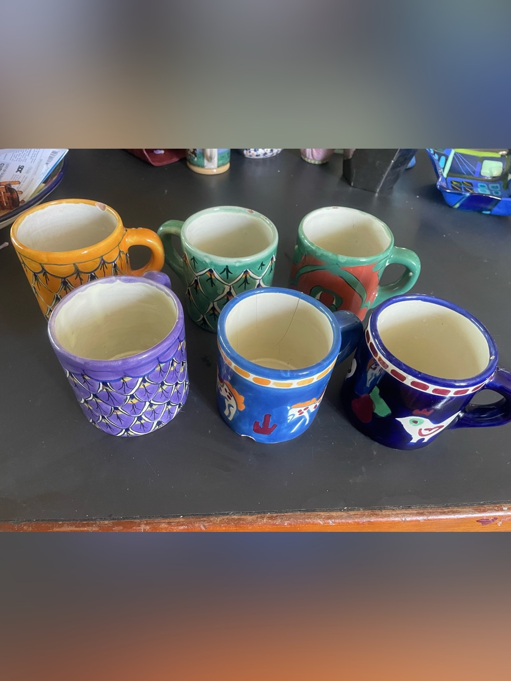 Set of 6 Hand-Painted Mexican mugs
